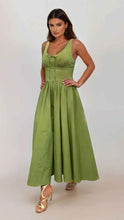 PRE ORDER: Lolita Square Neck Midi Sage Green Sleeveless Dress